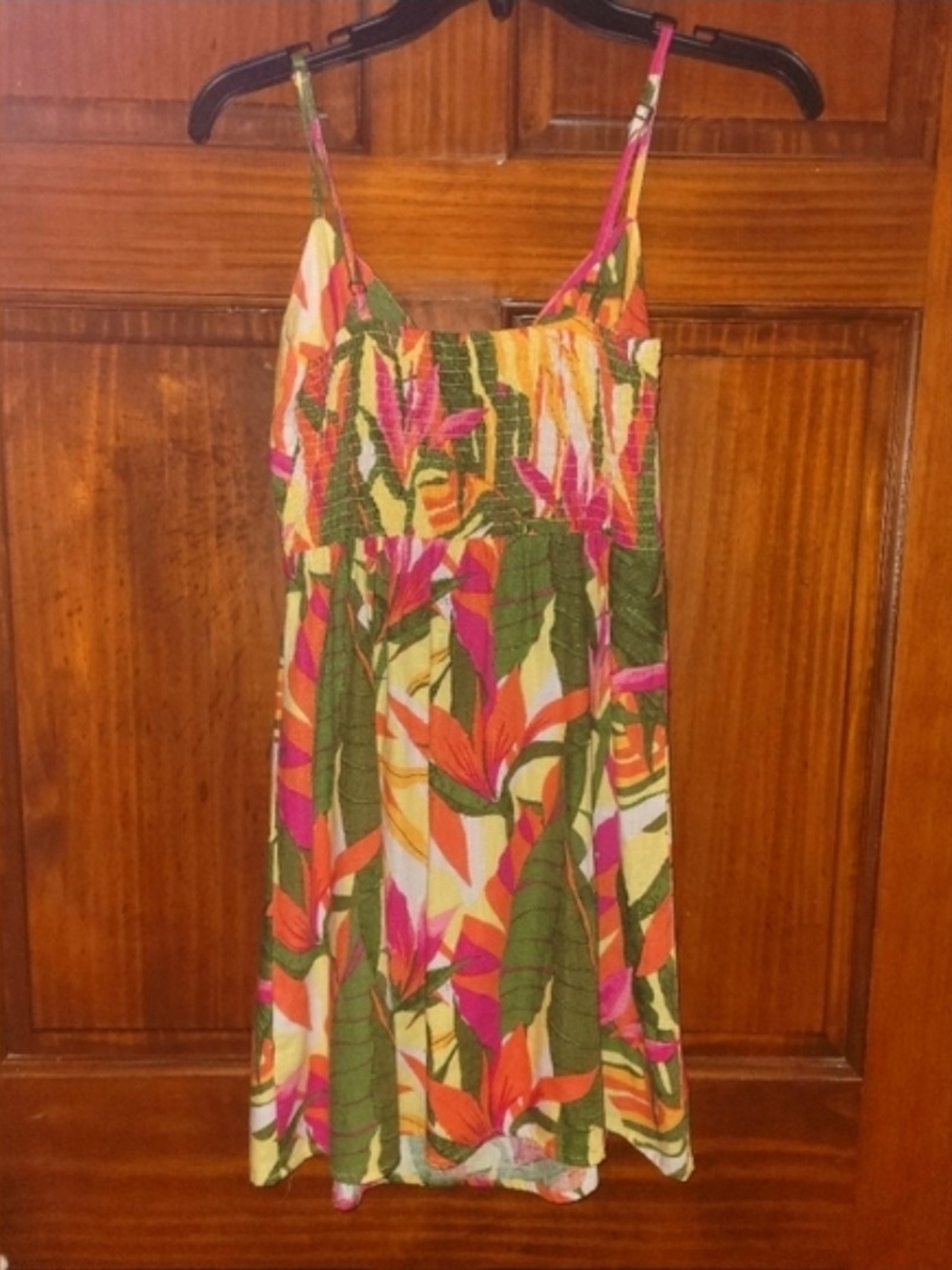 Rewind Tropical Mini Dress in Pink, Green & Orange